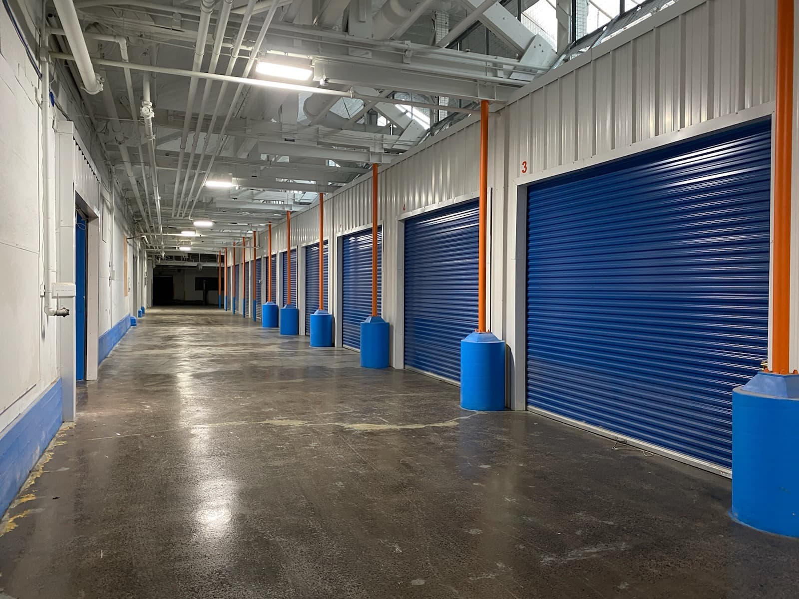 Tall indoor bays inside the vehicle building